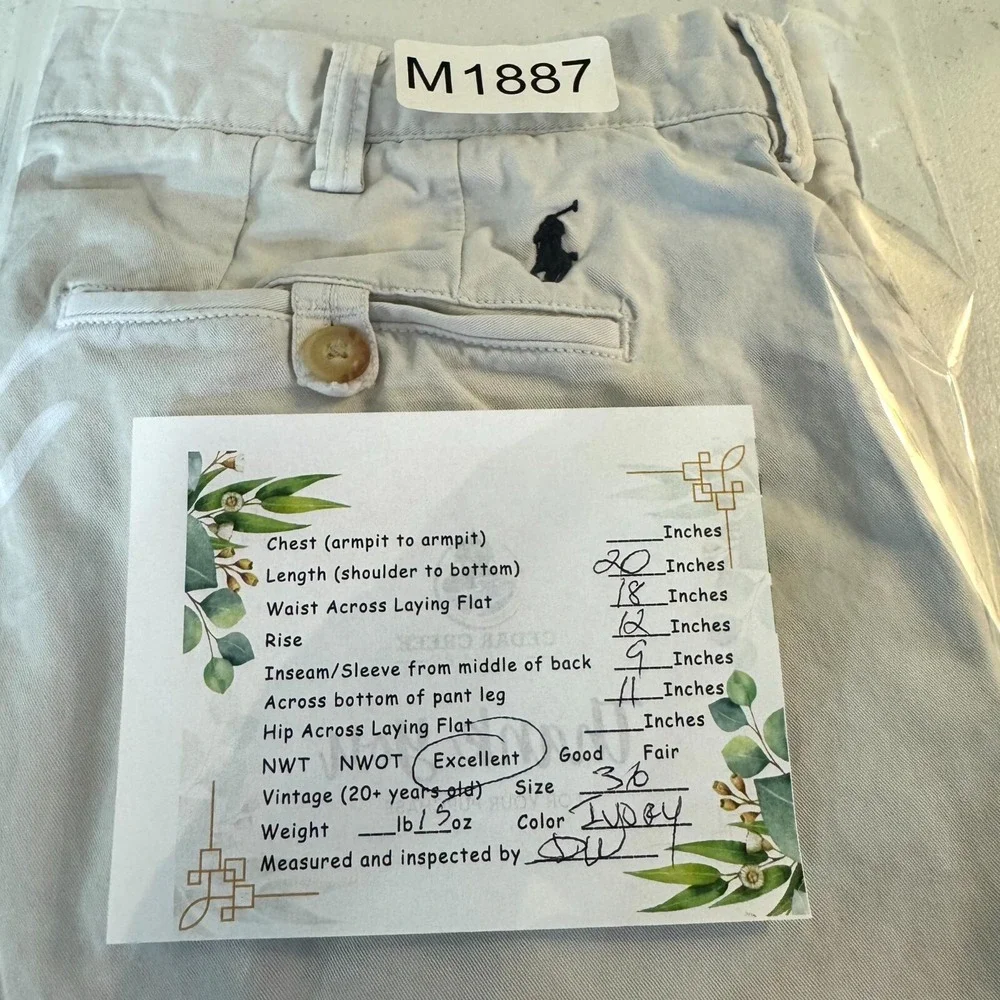 Polo Ralph Lauren Men's Chino Shorts 36 Ivory Cotton Stretch Classic Fit M1887 - Picture 8 of 9